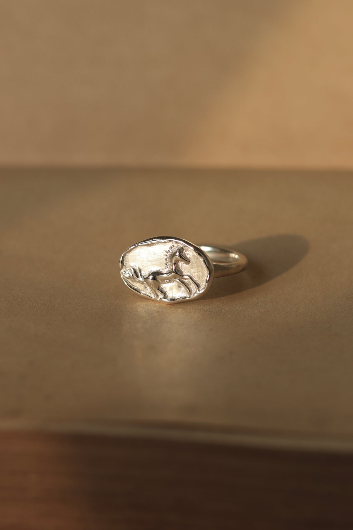 Horse Signet Ring In Silver