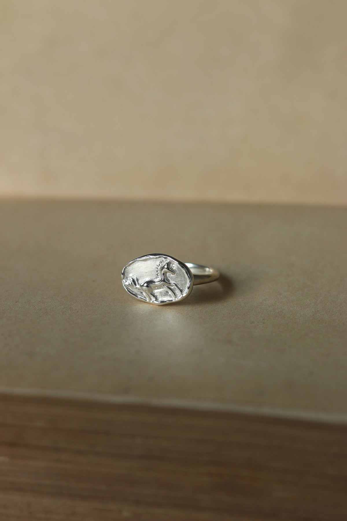 Horse Signet Ring In Silver